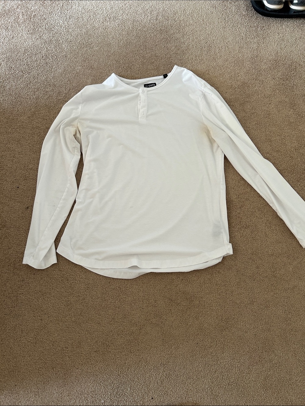 Cuts Clothing White Long Sleeve Henley Shirt